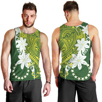 Cook Islands Maori Language Week Men Tank Top Tiare Maori Kuki Airani Green Pattern LT22 - Polynesian Pride