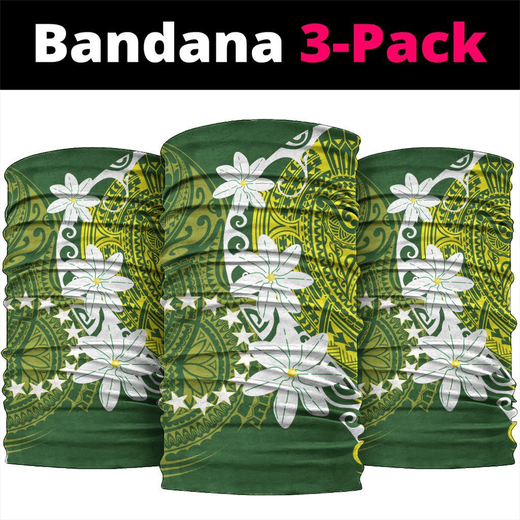 Cook Islands Maori Language Week Neck Gaiter Tiare Maori Kuki Airani Green Pattern LT22 package One Size: 25*50cm Green - Polynesian Pride