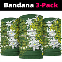 Cook Islands Maori Language Week Neck Gaiter Tiare Maori Kuki Airani Green Pattern LT22 package One Size: 25*50cm Green - Polynesian Pride