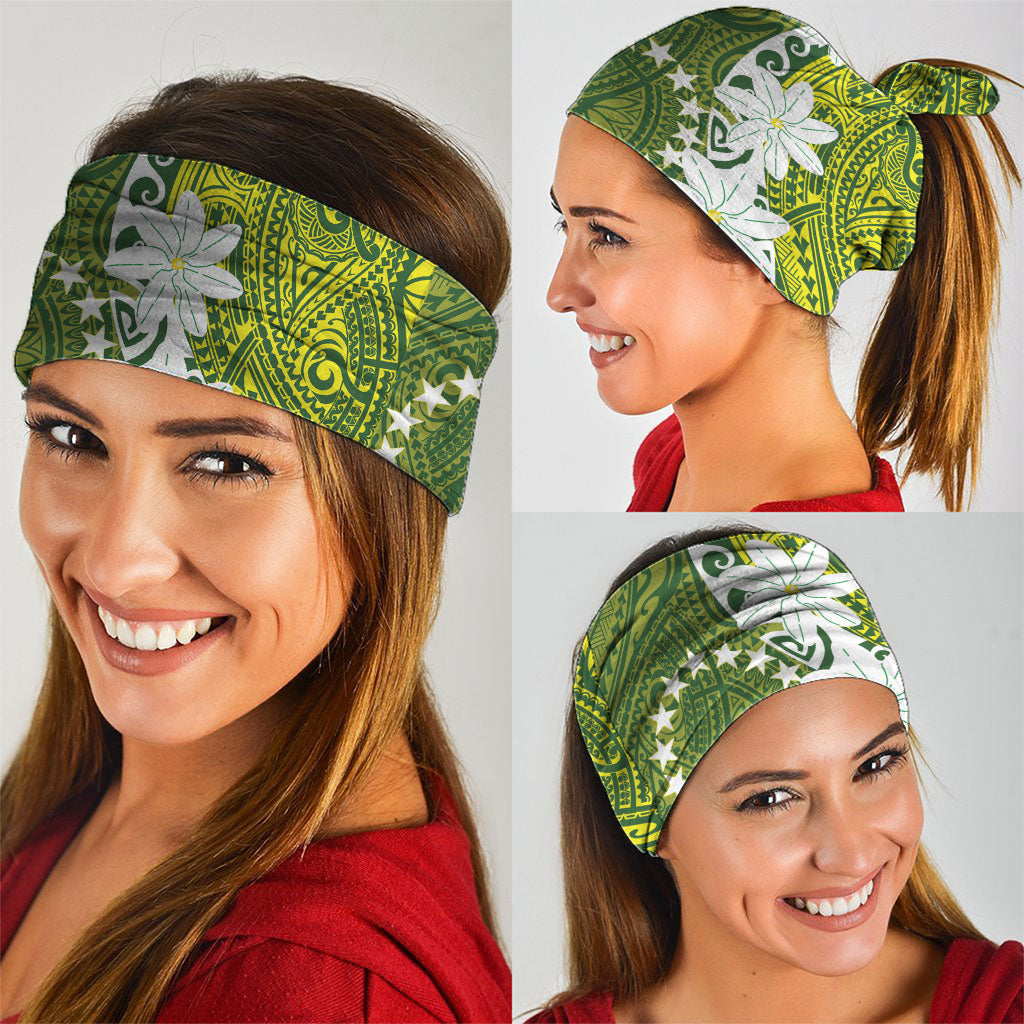 Cook Islands Maori Language Week Neck Gaiter Tiare Maori Kuki Airani Green Pattern LT22 - Polynesian Pride