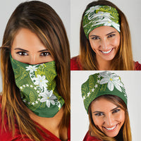 Cook Islands Maori Language Week Neck Gaiter Tiare Maori Kuki Airani Green Pattern LT22 - Polynesian Pride