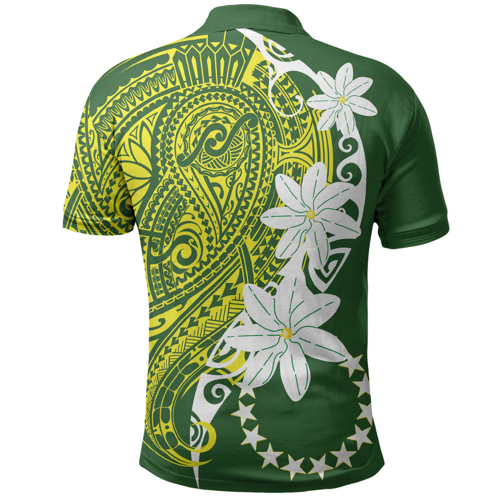 Cook Islands Maori Language Week Polo Shirt Tiare Maori Kuki Airani Green Pattern LT22 - Polynesian Pride