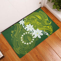 Cook Islands Maori Language Week Rubber Doormat Tiare Maori Kuki Airani Green Pattern LT22 - Polynesian Pride