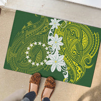 Cook Islands Maori Language Week Rubber Doormat Tiare Maori Kuki Airani Green Pattern LT22 - Polynesian Pride