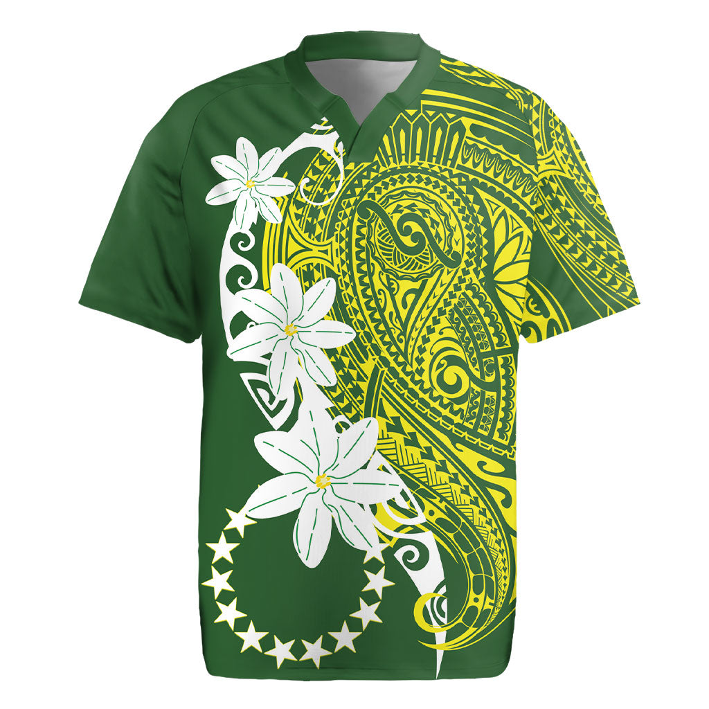 Cook Islands Maori Language Week Rugby Jersey Tiare Maori Kuki Airani Green Pattern LT22 Green - Polynesian Pride