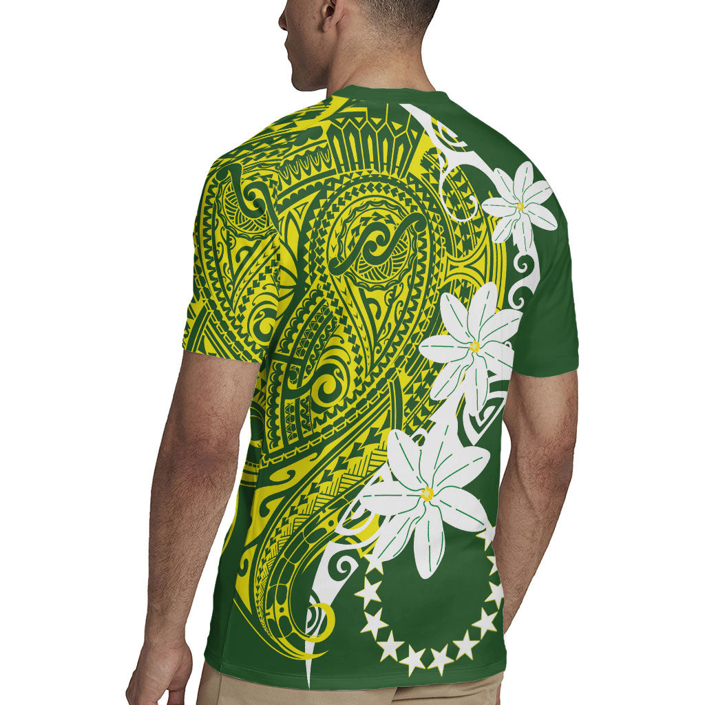 Cook Islands Maori Language Week Rugby Jersey Tiare Maori Kuki Airani Green Pattern LT22 - Polynesian Pride