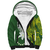 Cook Islands Maori Language Week Sherpa Hoodie Tiare Maori Kuki Airani Green Pattern LT22 Unisex Green - Polynesian Pride