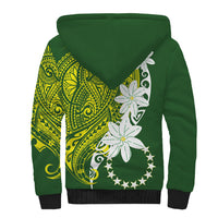 Cook Islands Maori Language Week Sherpa Hoodie Tiare Maori Kuki Airani Green Pattern LT22 - Polynesian Pride