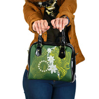 Cook Islands Maori Language Week Shoulder Handbag Tiare Maori Kuki Airani Green Pattern LT22 One Size Green - Polynesian Pride