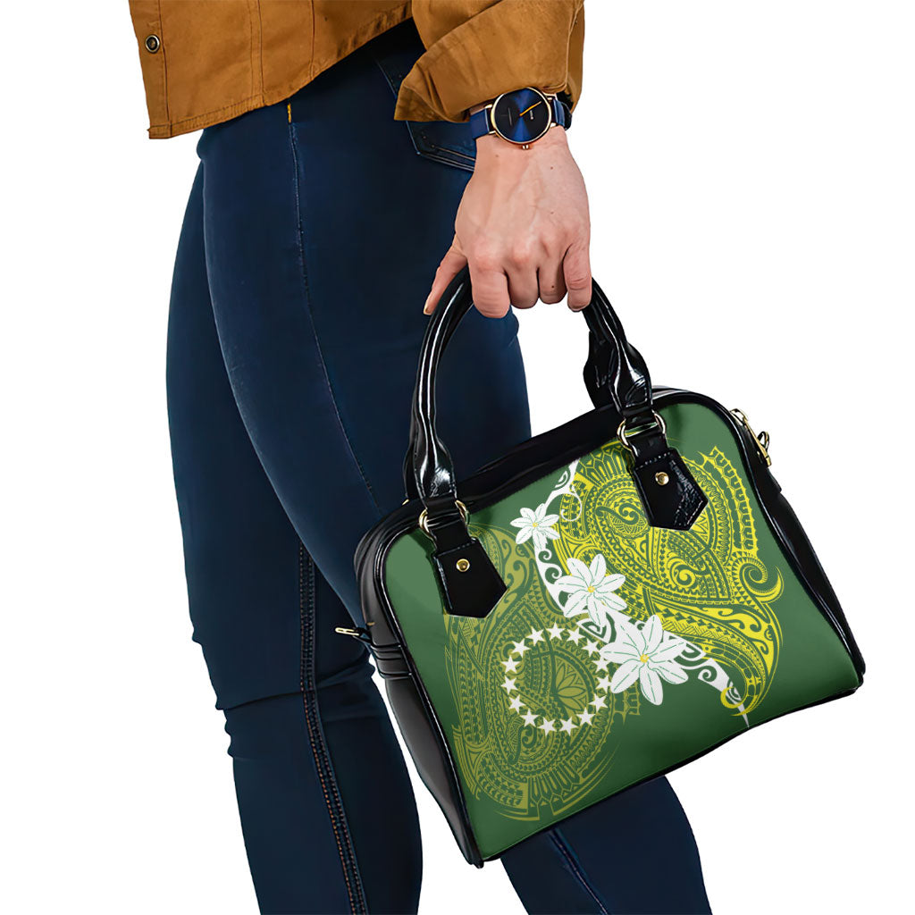 Cook Islands Maori Language Week Shoulder Handbag Tiare Maori Kuki Airani Green Pattern LT22 - Polynesian Pride