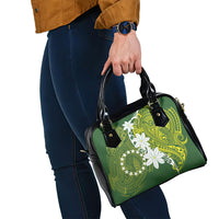Cook Islands Maori Language Week Shoulder Handbag Tiare Maori Kuki Airani Green Pattern LT22 - Polynesian Pride