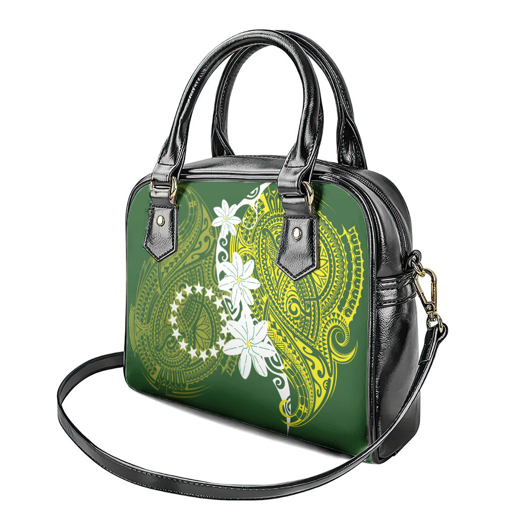 Cook Islands Maori Language Week Shoulder Handbag Tiare Maori Kuki Airani Green Pattern LT22 - Polynesian Pride