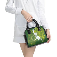 Cook Islands Maori Language Week Shoulder Handbag Tiare Maori Kuki Airani Green Pattern LT22 - Polynesian Pride