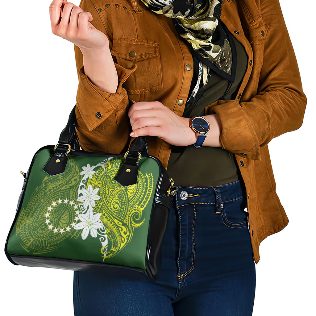 Cook Islands Maori Language Week Shoulder Handbag Tiare Maori Kuki Airani Green Pattern LT22 - Polynesian Pride