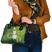 Cook Islands Maori Language Week Shoulder Handbag Tiare Maori Kuki Airani Green Pattern LT22 - Polynesian Pride