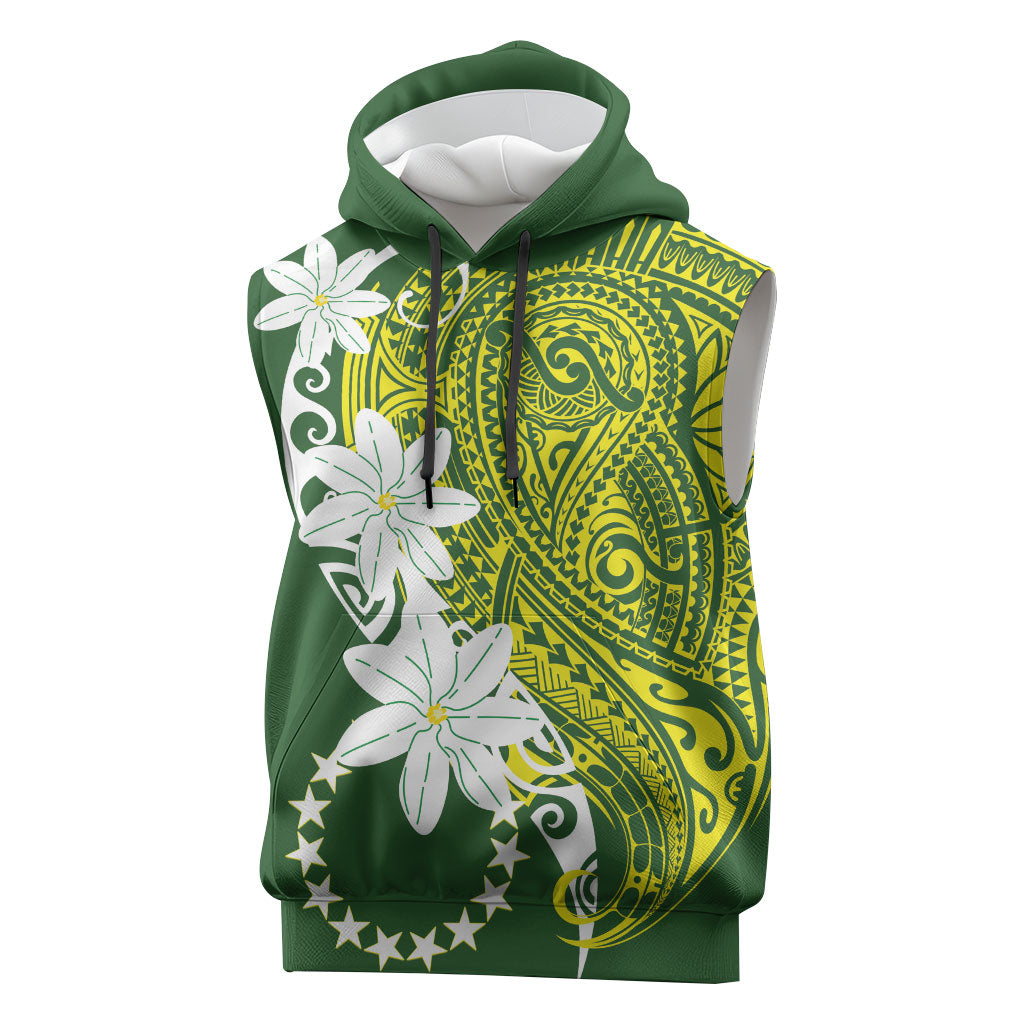 Cook Islands Maori Language Week Sleeveless Hoodie Tiare Maori Kuki Airani Green Pattern LT22 Green - Polynesian Pride