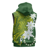 Cook Islands Maori Language Week Sleeveless Hoodie Tiare Maori Kuki Airani Green Pattern LT22 - Polynesian Pride
