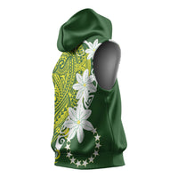 Cook Islands Maori Language Week Sleeveless Hoodie Tiare Maori Kuki Airani Green Pattern LT22 - Polynesian Pride