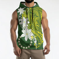 Cook Islands Maori Language Week Sleeveless Hoodie Tiare Maori Kuki Airani Green Pattern LT22 - Polynesian Pride