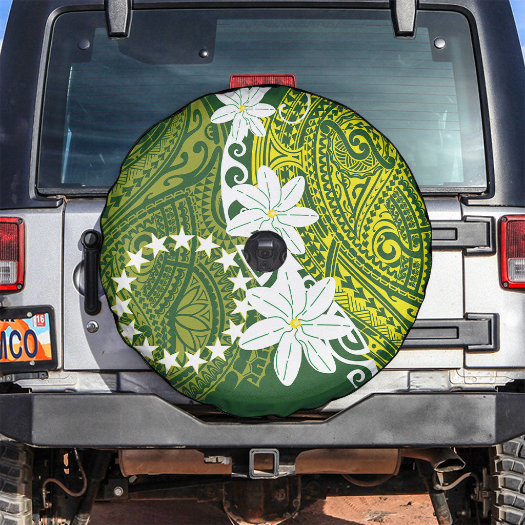 Cook Islands Maori Language Week Spare Tire Cover Tiare Maori Kuki Airani Green Pattern LT22 Green - Polynesian Pride