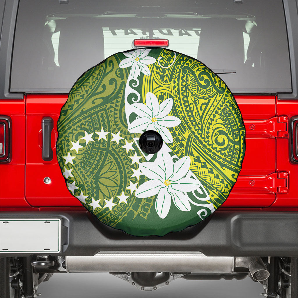 Cook Islands Maori Language Week Spare Tire Cover Tiare Maori Kuki Airani Green Pattern LT22 - Polynesian Pride