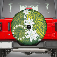 Cook Islands Maori Language Week Spare Tire Cover Tiare Maori Kuki Airani Green Pattern LT22 - Polynesian Pride