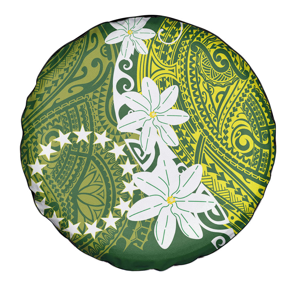 Cook Islands Maori Language Week Spare Tire Cover Tiare Maori Kuki Airani Green Pattern LT22 - Polynesian Pride