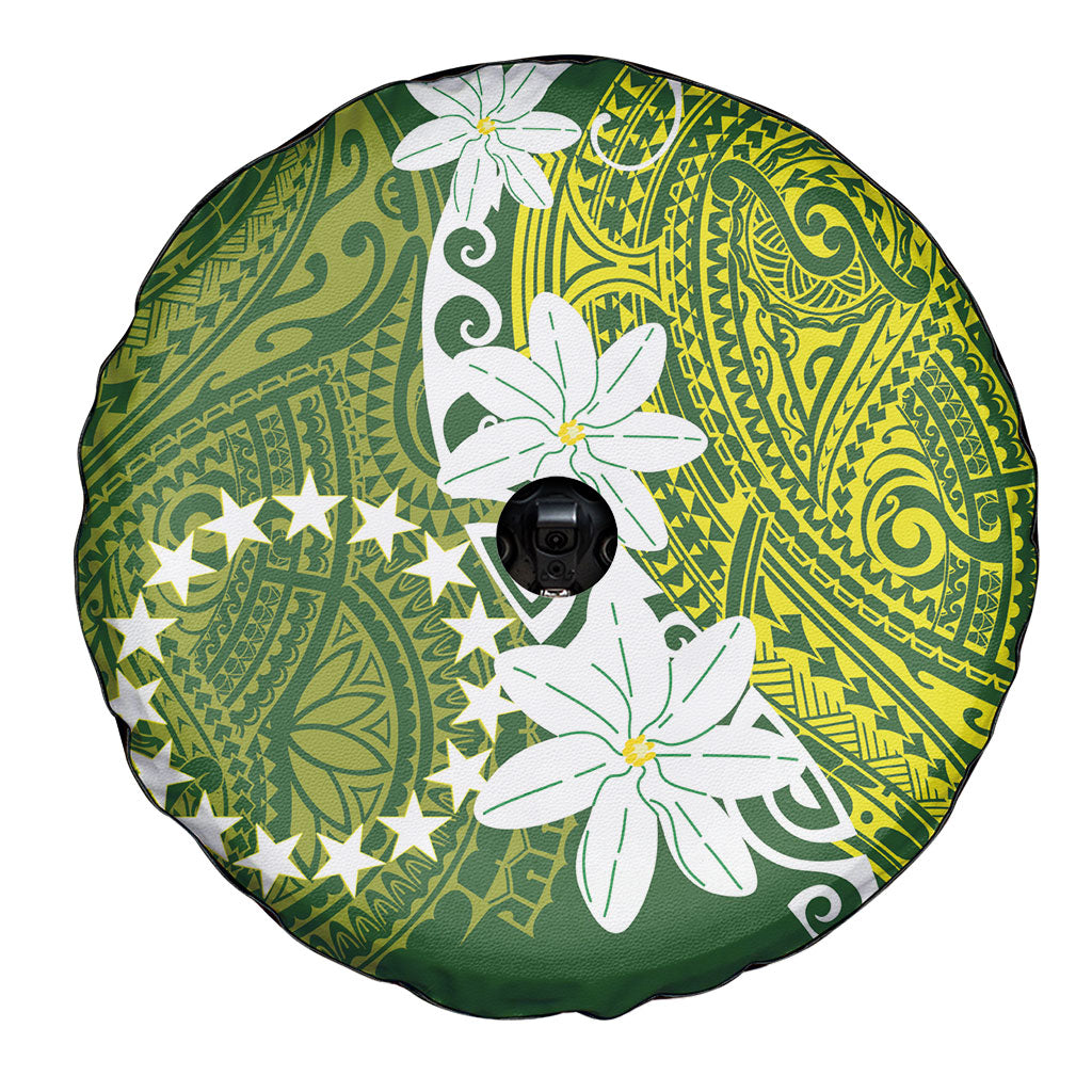 Cook Islands Maori Language Week Spare Tire Cover Tiare Maori Kuki Airani Green Pattern LT22 - Polynesian Pride