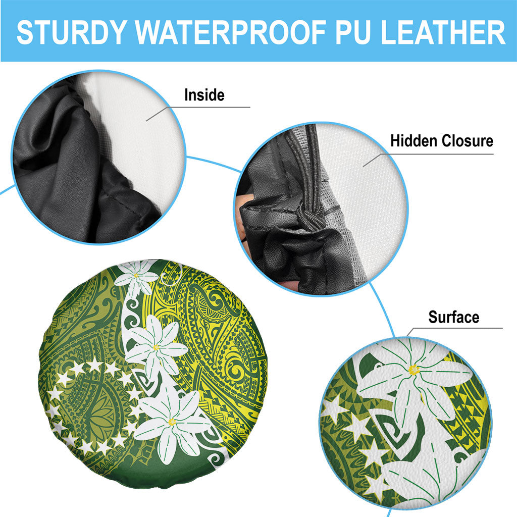 Cook Islands Maori Language Week Spare Tire Cover Tiare Maori Kuki Airani Green Pattern LT22 - Polynesian Pride