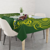 Cook Islands Maori Language Week Tablecloth Tiare Maori Kuki Airani Green Pattern LT22 - Polynesian Pride