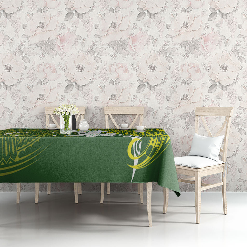 Cook Islands Maori Language Week Tablecloth Tiare Maori Kuki Airani Green Pattern LT22 - Polynesian Pride