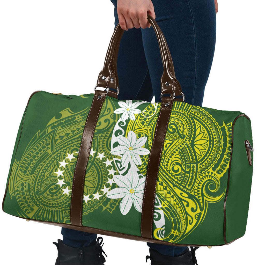 Cook Islands Maori Language Week Travel Bag Tiare Maori Kuki Airani Green Pattern LT22 - Polynesian Pride