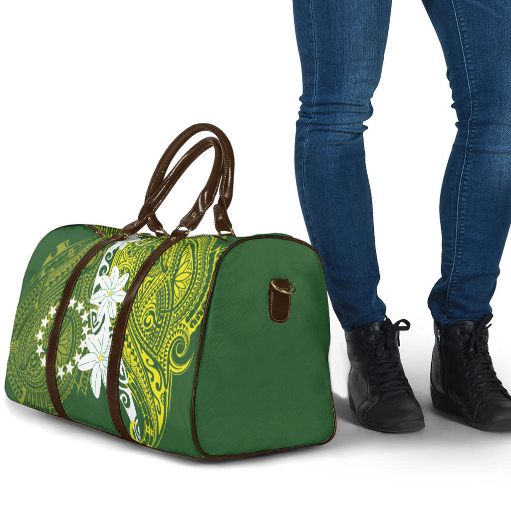 Cook Islands Maori Language Week Travel Bag Tiare Maori Kuki Airani Green Pattern LT22 - Polynesian Pride