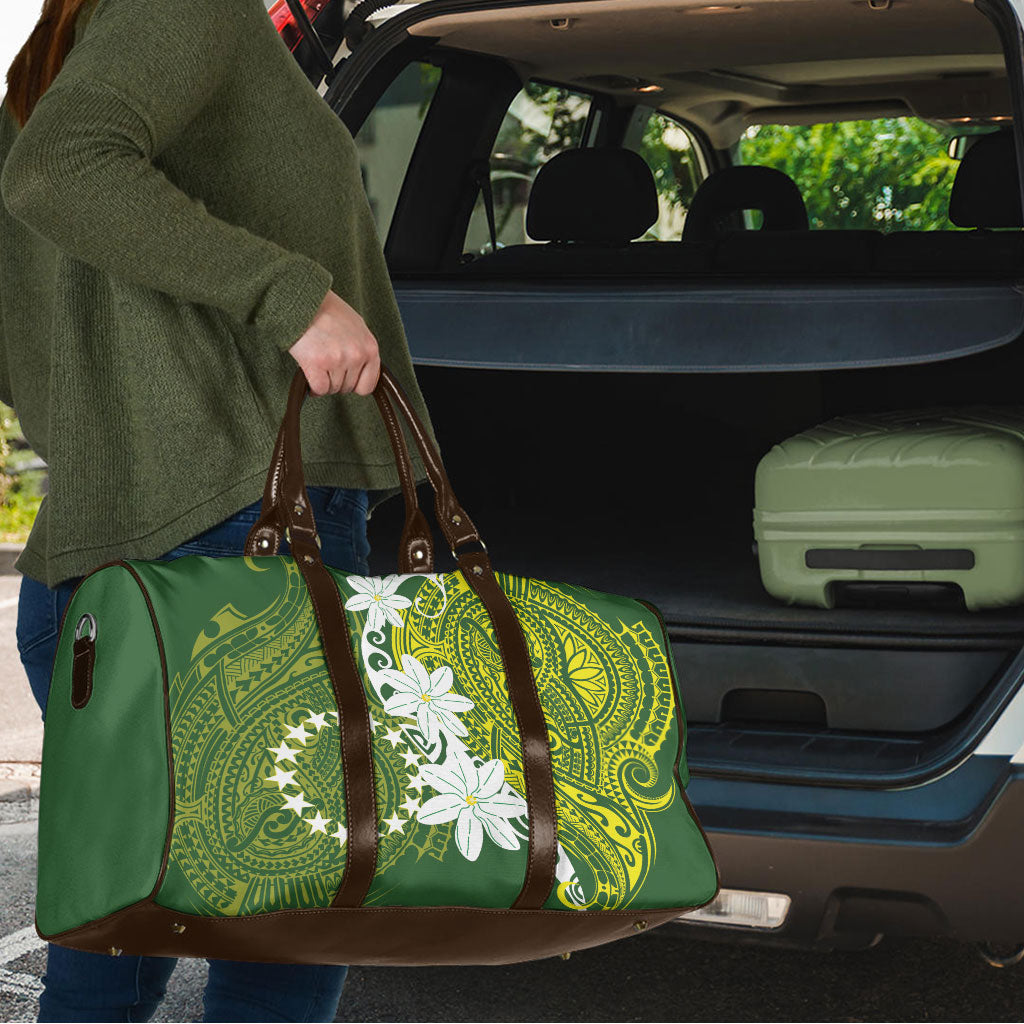 Cook Islands Maori Language Week Travel Bag Tiare Maori Kuki Airani Green Pattern LT22 - Polynesian Pride