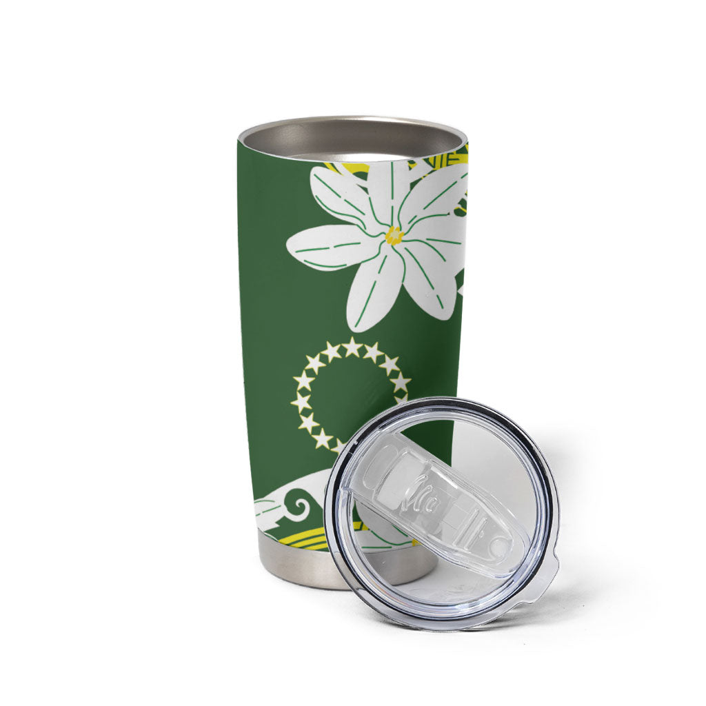 Cook Islands Maori Language Week Tumbler Cup Tiare Maori Kuki Airani Green Pattern LT22 - Polynesian Pride