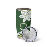 Cook Islands Maori Language Week Tumbler Cup Tiare Maori Kuki Airani Green Pattern LT22 - Polynesian Pride