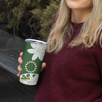 Cook Islands Maori Language Week Tumbler Cup Tiare Maori Kuki Airani Green Pattern LT22 - Polynesian Pride