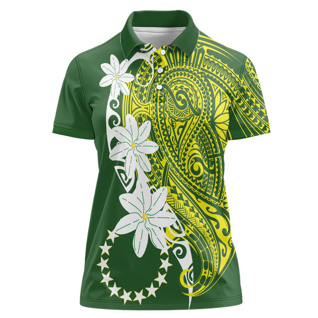 Cook Islands Maori Language Week Women Polo Shirt Tiare Maori Kuki Airani Green Pattern LT22 Female Green - Polynesian Pride