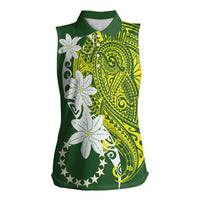 Cook Islands Maori Language Week Women Sleeveless Polo Shirt Tiare Maori Kuki Airani Green Pattern LT22 Female Green - Polynesian Pride