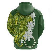 Cook Islands Maori Language Week Zip Hoodie Tiare Maori Kuki Airani Green Pattern LT22 - Polynesian Pride