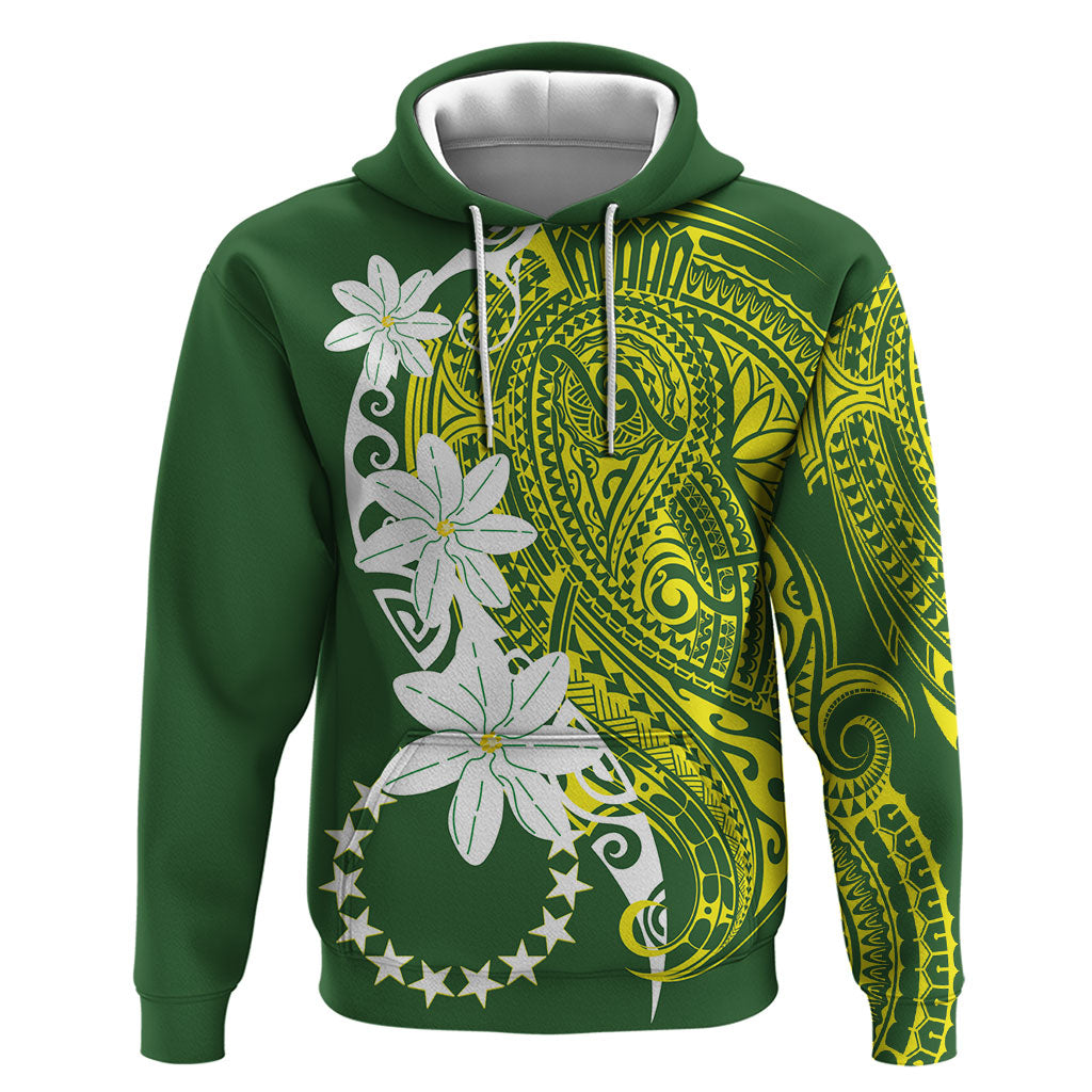Cook Islands Maori Language Week Zip Hoodie Tiare Maori Kuki Airani Green Pattern LT22 Pullover Hoodie Green - Polynesian Pride