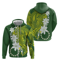 Cook Islands Maori Language Week Zip Hoodie Tiare Maori Kuki Airani Green Pattern LT22 - Polynesian Pride