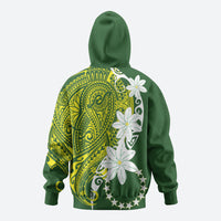 Cook Islands Maori Language Week Zip Hoodie Tiare Maori Kuki Airani Green Pattern LT22 - Polynesian Pride