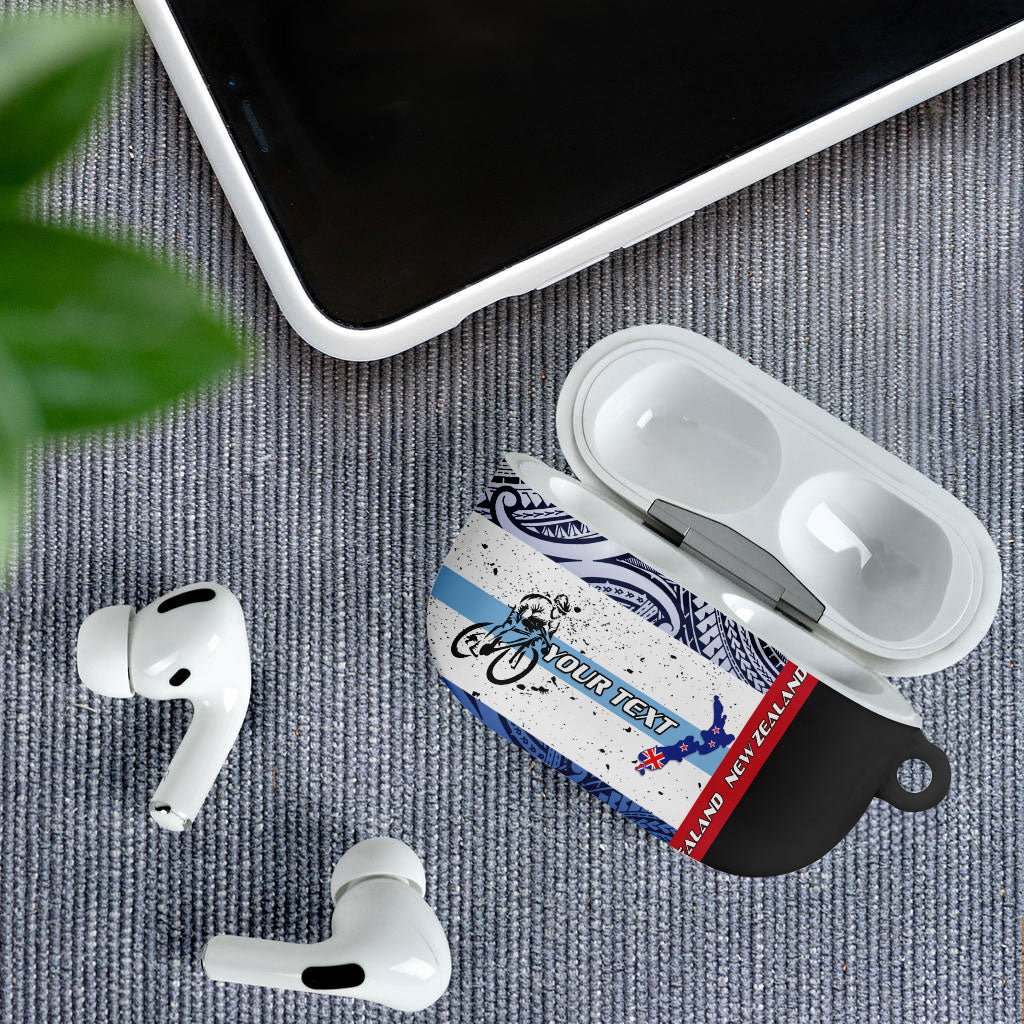 Personalised Cycling New Zealand AirPods Case Aotearoa Map Fern Maori Pattern LT22 - Polynesian Pride
