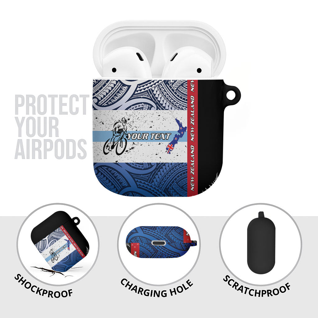 Personalised Cycling New Zealand AirPods Case Aotearoa Map Fern Maori Pattern LT22 - Polynesian Pride