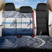 Personalised Cycling New Zealand Back Car Seat Cover Aotearoa Map Fern Maori Pattern