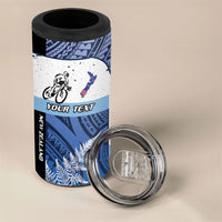 Personalised Cycling New Zealand 4 in 1 Can Cooler Tumbler Aotearoa Map Fern Maori Pattern LT22 - Polynesian Pride