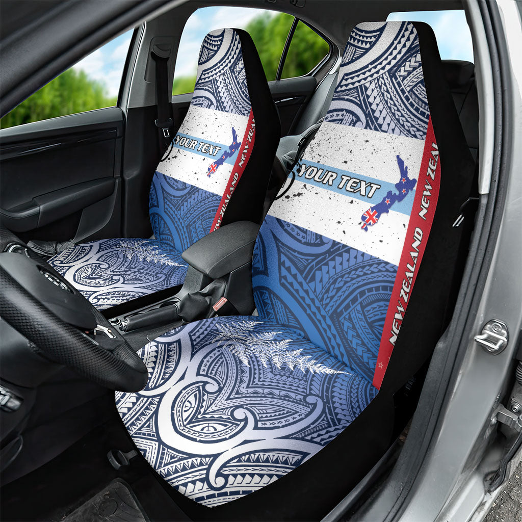 Personalised Cycling New Zealand Car Seat Cover Aotearoa Map Fern Maori Pattern