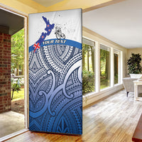 Personalised Cycling New Zealand Door Cover Aotearoa Map Fern Maori Pattern