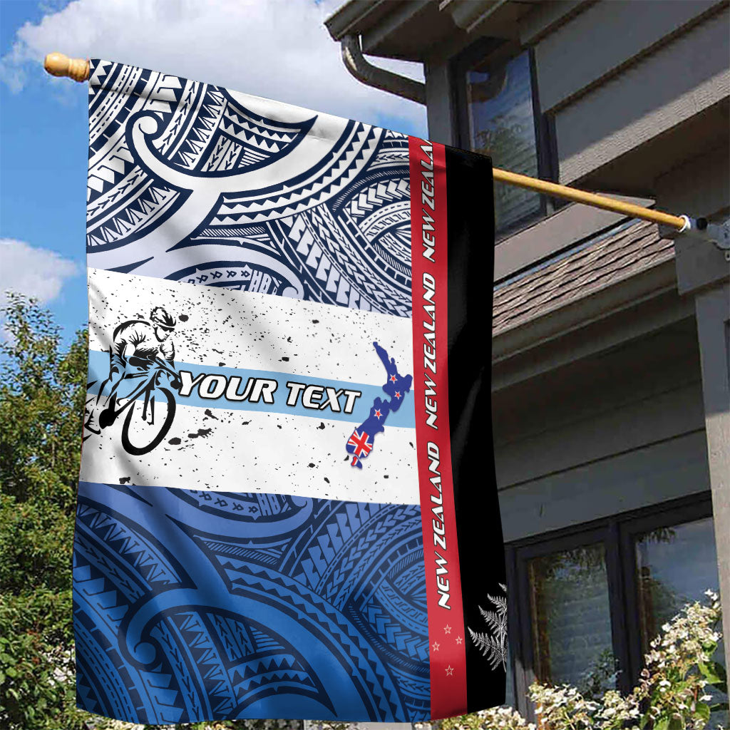 Personalised Cycling New Zealand Garden Flag Aotearoa Map Fern Maori Pattern LT22 - Polynesian Pride